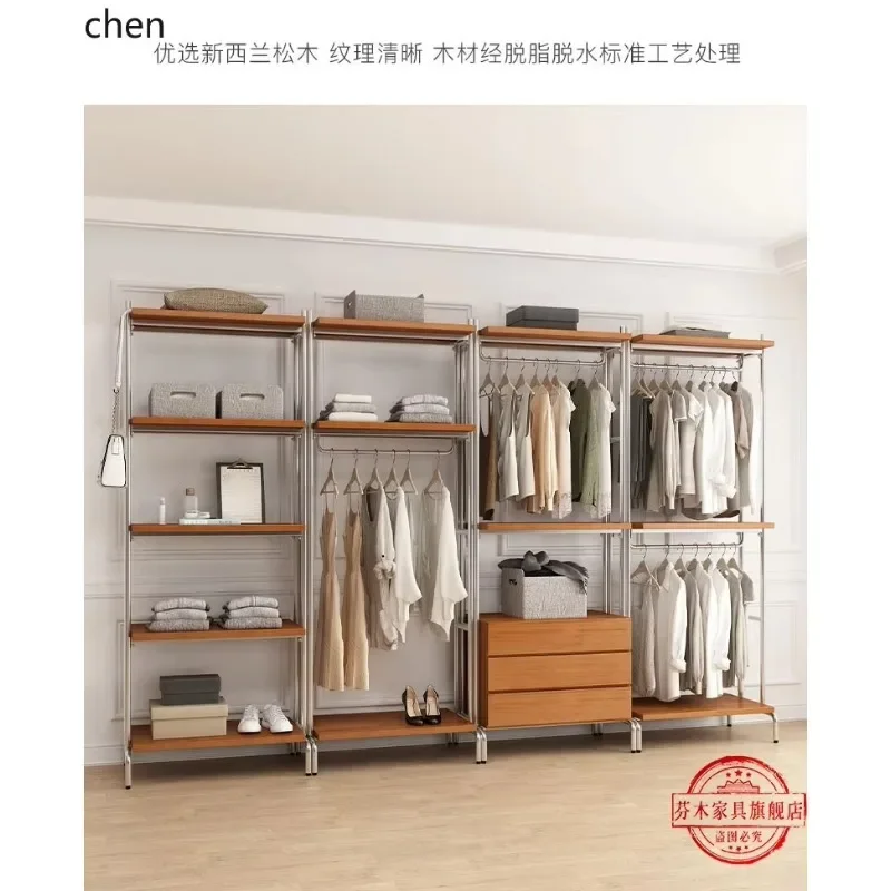 wrought iron hanger floor-to-ceiling bedroom wardrobe frame metal cloakroom rack