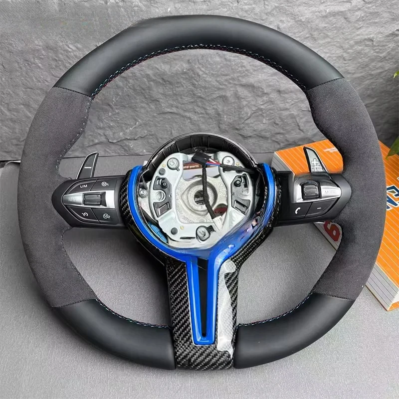 

For BMW F01 F07 F10 F11 F15 F16 F20 F22 F30 Customized blue style suede material steering wheel