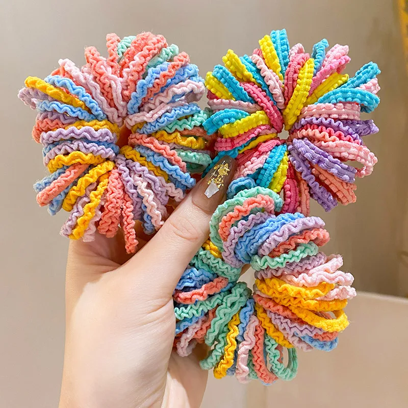 100/300/500PC dasar elastis ikat rambut untuk anak perempuan warna-warni nilon ekor kuda terus Scrunchie karet gelang Fashion anak aksesoris rambut