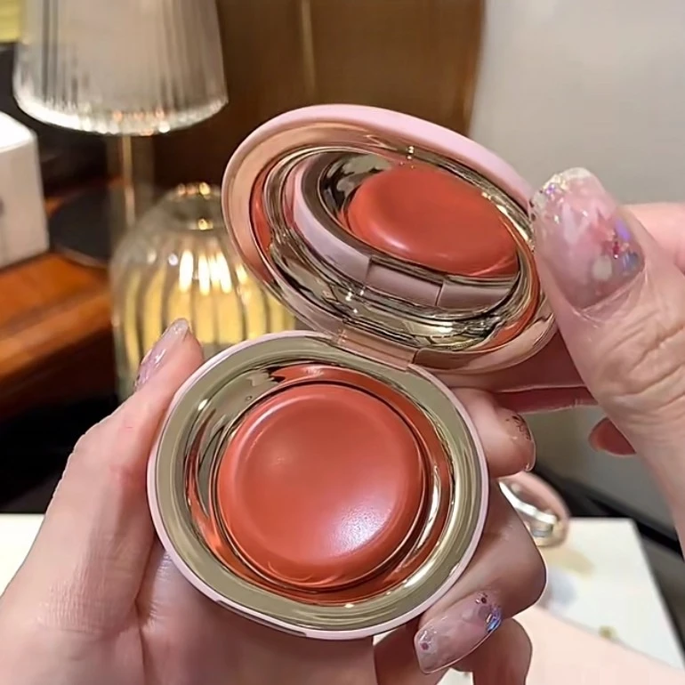 防水ローズニュートラルモーヴブラッシュパウダーポータブルメイクアップリキッドブラッシュ保湿リップグレーズふっくら滑らかなデュアルユース