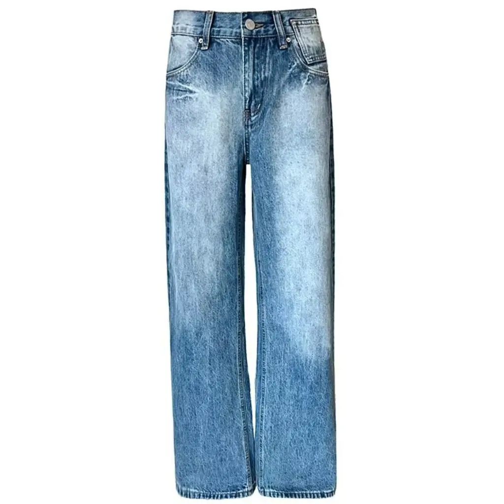 

Retro Washed Wide Leg Jeans American Style Loose Straight Tube Slim Fit Dopping Pants Summer New Design Women's Fashion