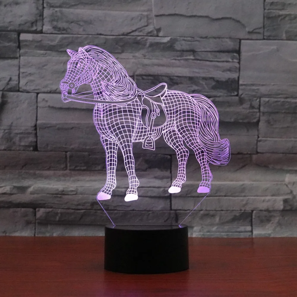 Horse 3D Lamp LED Night Light for Kids Room Decor 7 Color Changing Nightlight Child Bedroom Night Lamp birthday Christmas Gifts