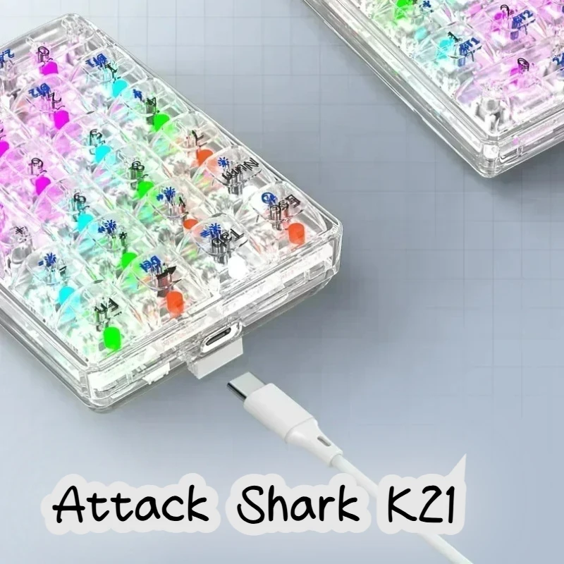 

Attack Shark K21 Number Keypad Tri-mode bluetooth Wireless Fully Transparent colourful lighting Mini Numeric Hot Swap Keyboard