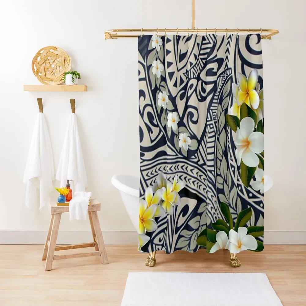 

Traditional Hawaiian Tapa and Plumeria Shower Curtain Bathroom And Shower Products Curtains For Bathroom