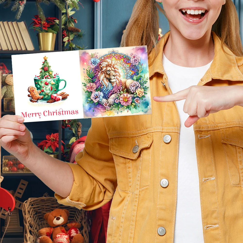 

6Pcs Animals DIY Diamond Painting Card Diamond Daily Wish Card Diamond Painting Greeting Card for Family Friends Gift