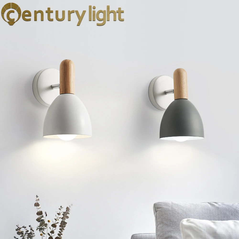 Wooden Wall Lights Bedside Wall Lamp Bedroom Wall Light Sconce for Kitchen Restaurant Modern Wall Lamp Nordic E27 Home Decor