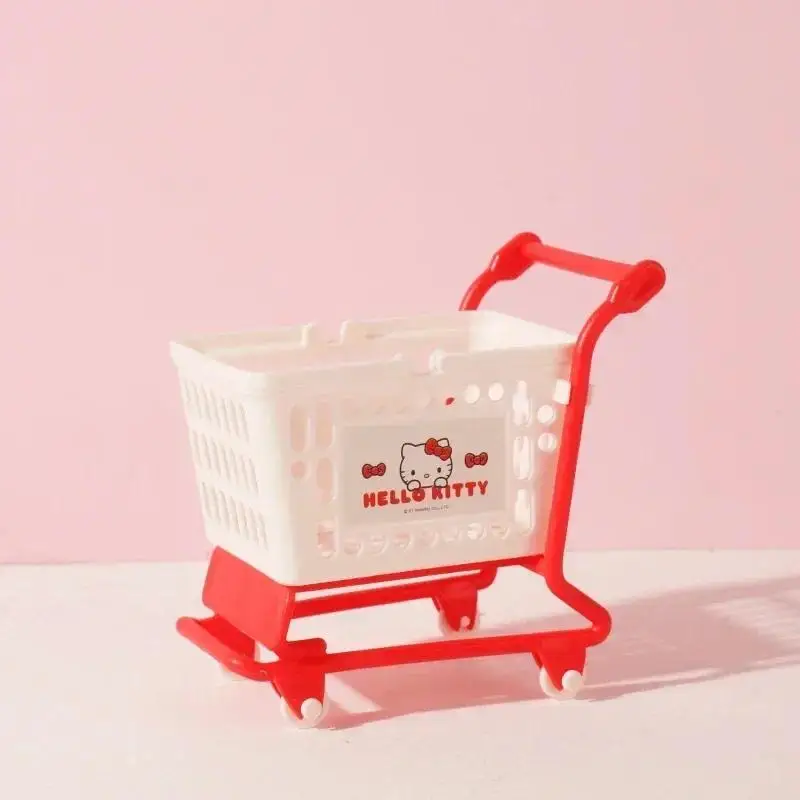 Kuromi carrito de compras de juguete, lindo Pompompurin My Melody Cinnamoroll, Mini conjunto, figura Kawaii, muñeca para decoración de escritorio