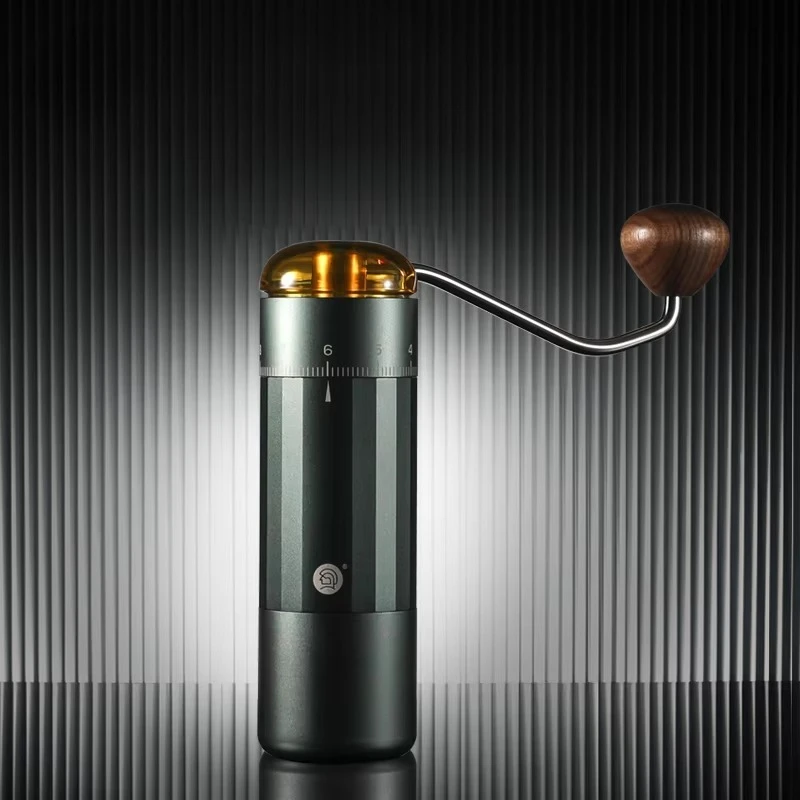 Seven Axis Stainless Steel Titanium-plated Conical Burr External Adjustment Dial Hand Crank Manual Coffee Grinder