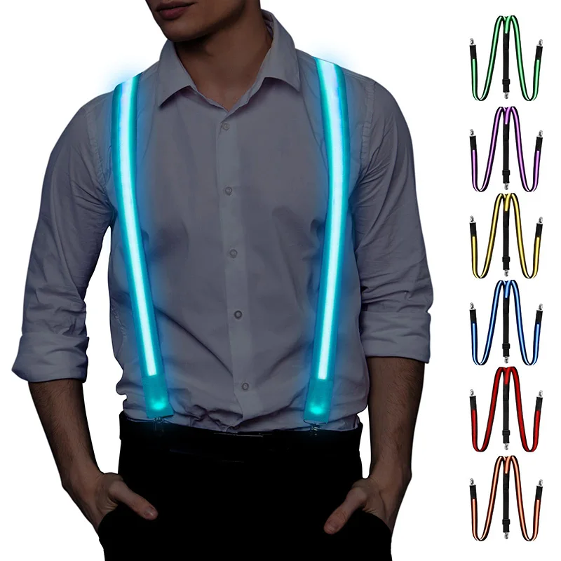 Luminous Men\'s Led Glow Suspenders Tie Perfect Music Suspenders Illuminated Birthday Decoration Festival Costume Party Supplies