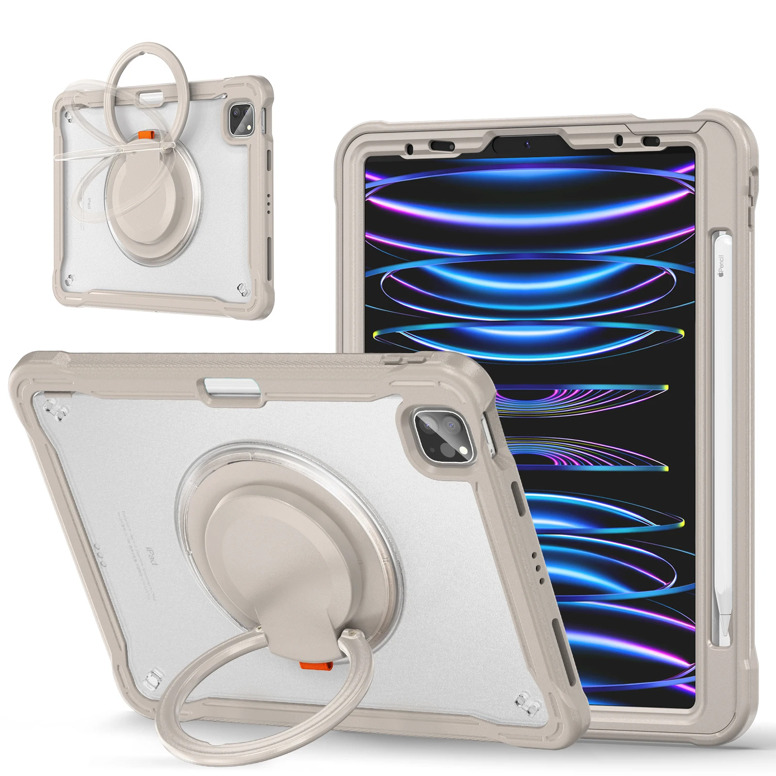 

For iPad Air 11 2024 Air4/5 10.9 inch Pro11 2021 2020 2018 Kid safe Shockproof PC+TPU material 360 degree rotating strap cover