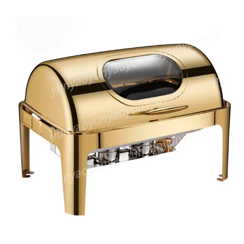 

Stainless Steel Gold Full Flip Visual Buffet Stove Hotel Thermal Insulation Electric Breakfast Stove