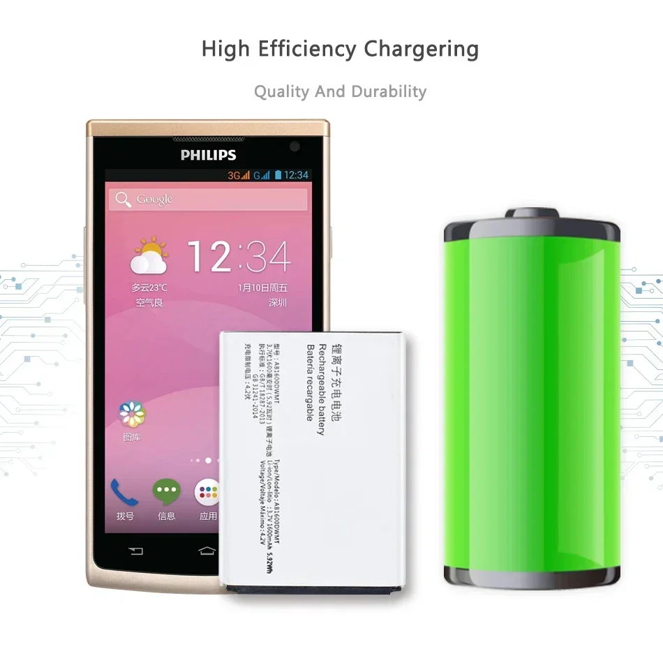 Rechargeable Mobile Phone Batteries For Philips XENIUM S309 CTS309 AB1600DWMT AB1600DWML Portable Cell Phone Battery