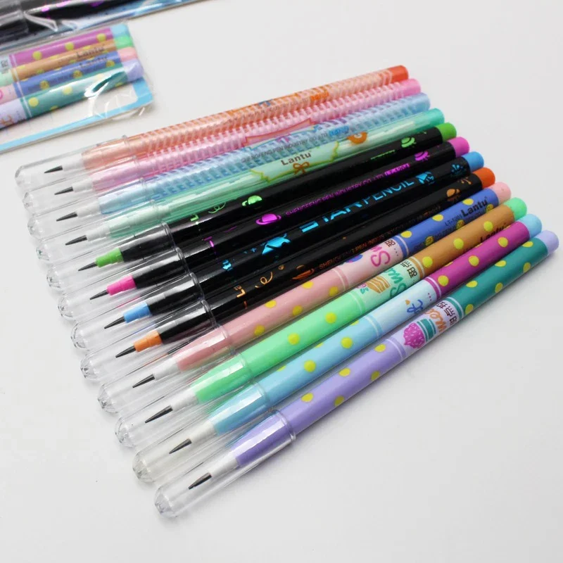 4pcs/set Non-sharpening Pencils Cute Cartoon Automatic Pens Kawaii Mechanical Pencils Student School Stationery Office Supplies