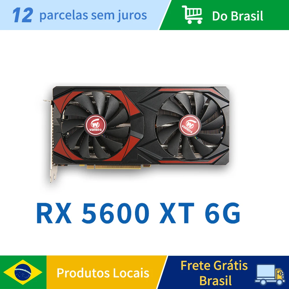 VEINEDA RX 5600XT 6G 192Bit GDDR6 Oyun Grafik Kartı GPU AMD RX5600XT 6GB Bilgisayar Masaüstü Videosunu Destekler rx 5600xt