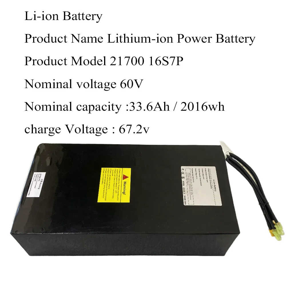 For dual drive various electronic devices, 16S7P 60V 33.6Ah 21700 strong lithium battery, with built-in BMS battery