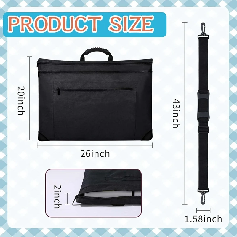 Lightweight Art Briefcase Waterproof Carrying Case With Sturdy Shoulders And Handle For Sketching,Posters And Painting