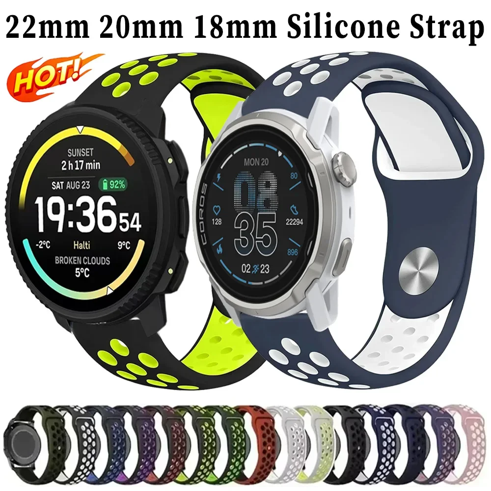 22mm 20mm 18mm Silicone Strap For COROS APEX 4 42mm PACE 4/Pro Sports Watchband Suunto Vertical 2/Run/Race 2 CMF Watch 3-2-1 Pro