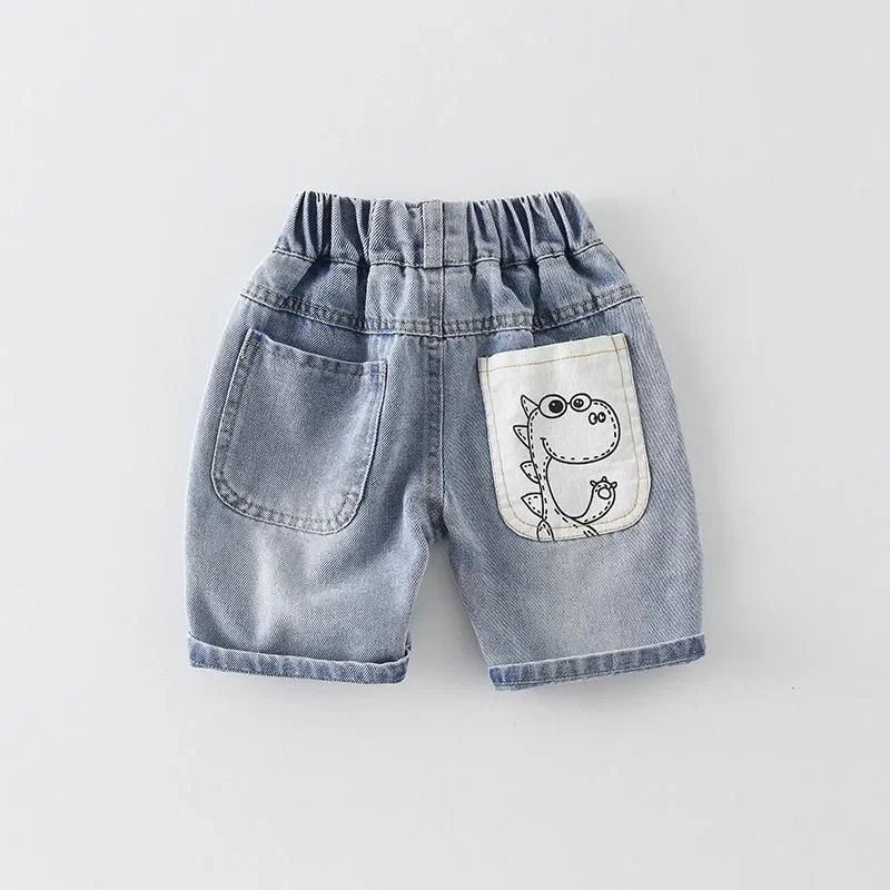 Baby Boys Jean Shorts Kids Cartoon Short Pant Toddler Denim Five Point Trousers 2024 Summer 1 To 8Yrs Children's Clothing Casual