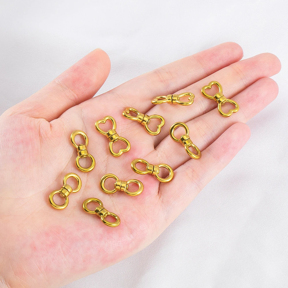 1/2/5Pcs Stainless Steel Heart Rotating Buckle Keychain Chain Connectors For DIY Jewelry Making Necklace Accessories Findings view 5