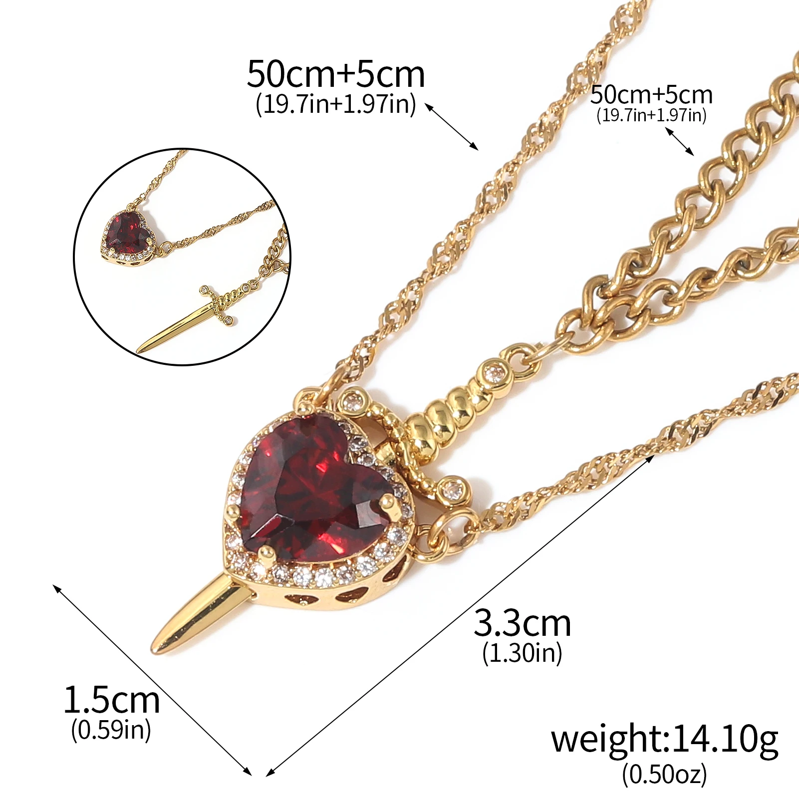 Snow White and the Huntsman Couple Necklace Heart and Sword Pendant Necklace for Women Romantic Valentine's Day Jewelry Gifts image 6