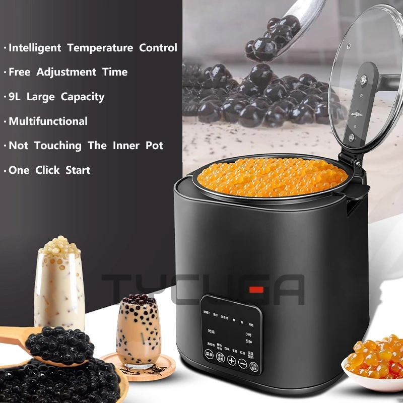 Коммерческая плита для тапиоки, 9 л, жемчужная плита, пузырьковый чай, жемчужный подогреватель, кастрюля Таро, шарик/саго/красная фасоль, машина с антипригарным покрытием, 110 В/220 В