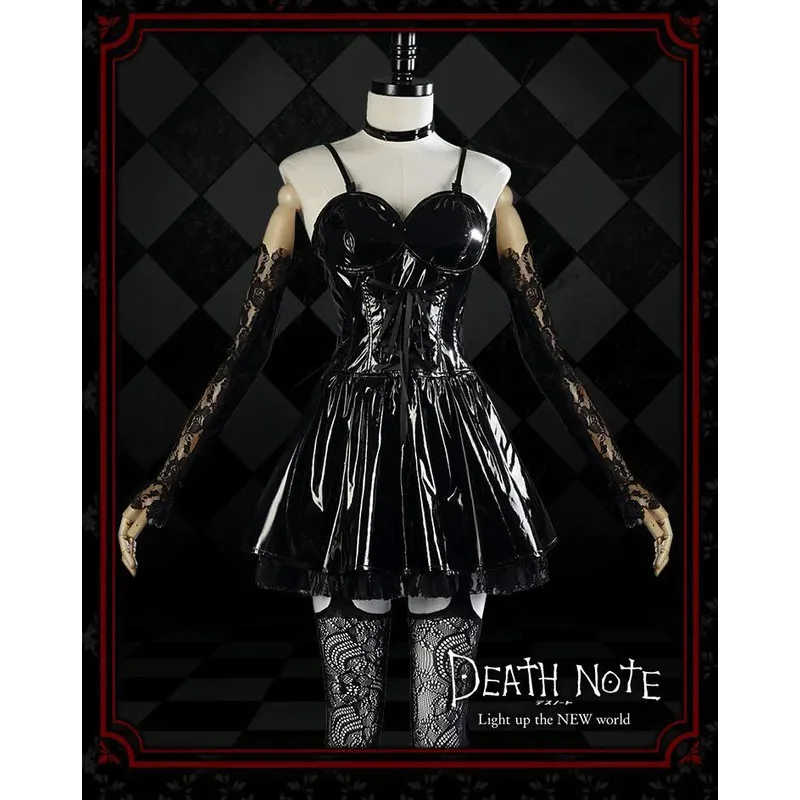 Миса Амане Косплей Костюм Парик Искусственная Кожа Сексуальное Платье Ожерелье Кружевные Рукава Чулки Женская Униформа Аниме Наряды