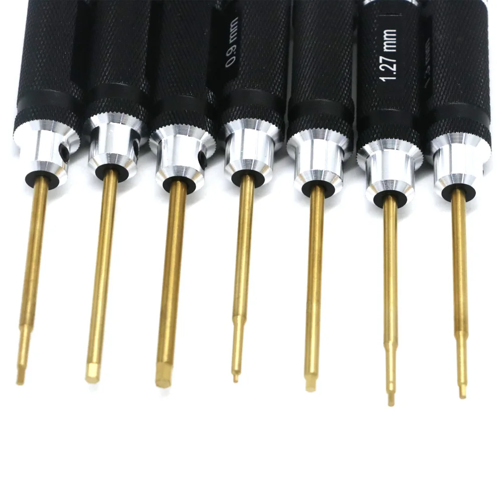 7pcs placcatura in titanio Mini cacciavite esagonale di precisione Set di strumenti Driver a brugola per RC elicottero Drone strumenti di riparazione del modello di aeromobile
