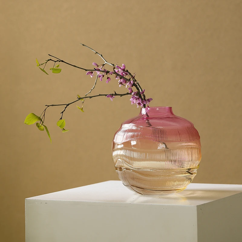 

Новая китайская стеклянная ваза с эффектом водной ряби и постепенной сменой цвета, украшение для дома, гостиной, рабочего стола, для цветов