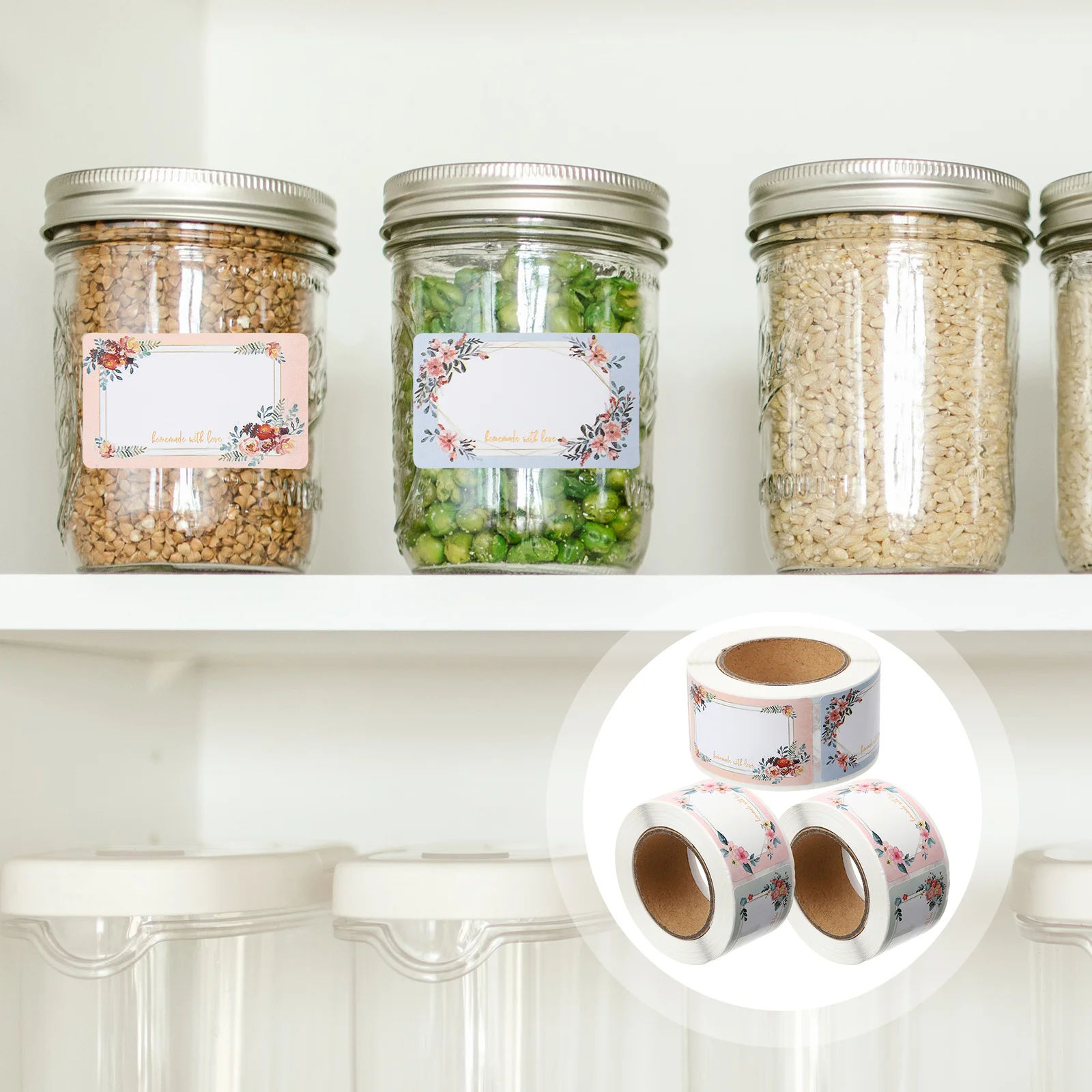 

3 Rolls Blank Name Tags Labels Floral Sticker Labels for Bottles Jars Food Storage Expiration Date Tracking Name Tags