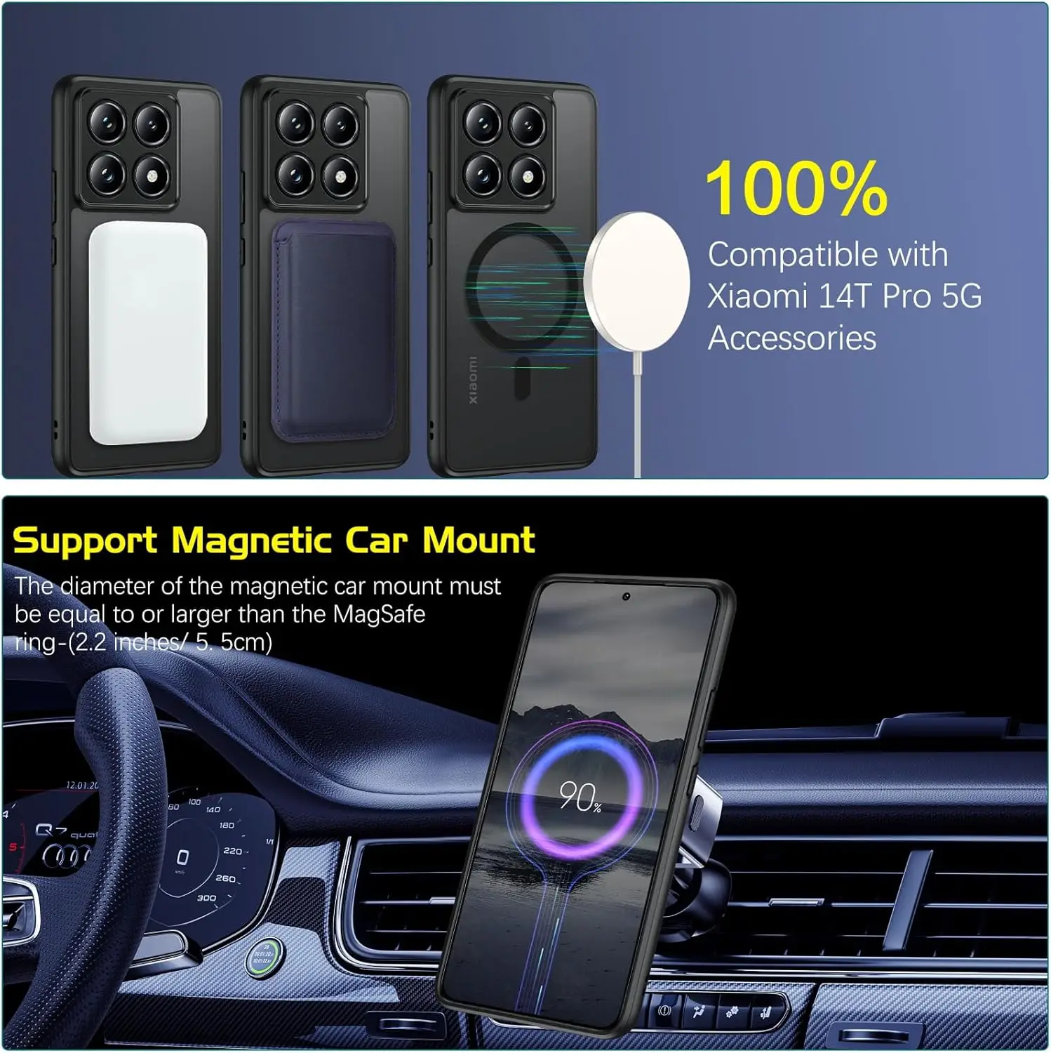 Case for Magsafe Magnetic Wireless Charge Matte Soft Bumper Hard Plastic Cover for Xiaomi 14T 14TPro Pro