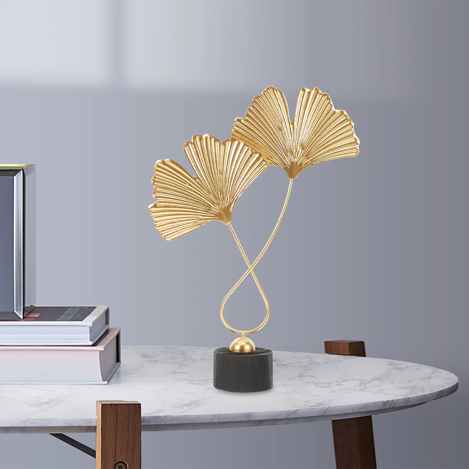 

2 Ginkgo Leaf Ornaments Metal Table Decor Durable Iron Art Home Garden Shelves Decoration Elegant Desktop Sculpture Gift