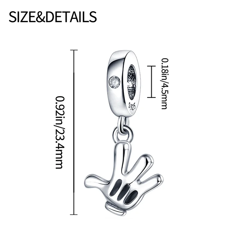 Cute Hand Pendant Charm Beads For Original 3mm 925 Silver Bracelet Necklace DIY Fine Jewellery Gifts Hot Sale