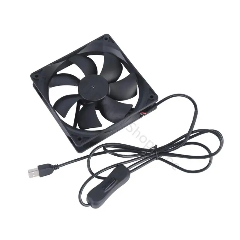 96BA Inline Control USB-Lüfter, bürstenloser 120-mm-Lüfter mit quadratischem Gehäuse, Eckmontagelöchern und USB-Stecker für – Detail 2