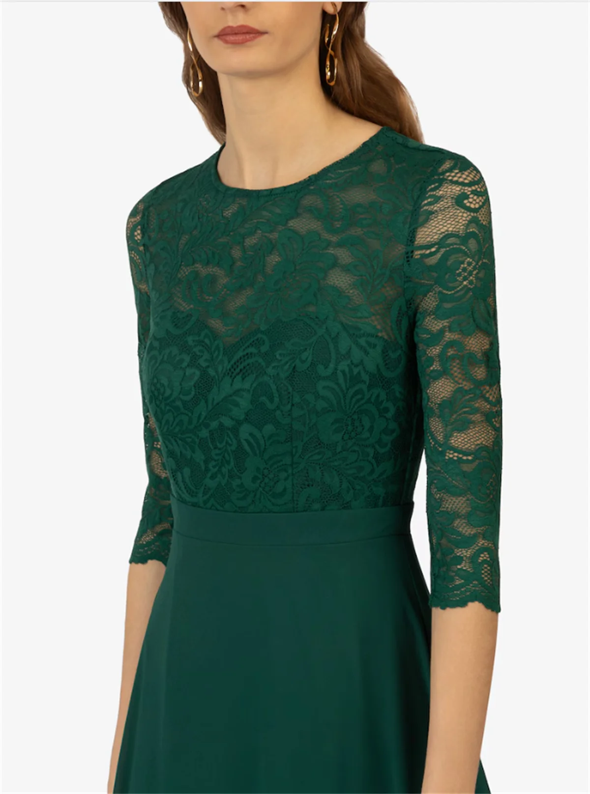 Green Elegant Crew Neck Mother's Dress A-Line Lace Tulle Sleeveless Appliqué Prom Dress to the Ground Tailored vestidos de noche