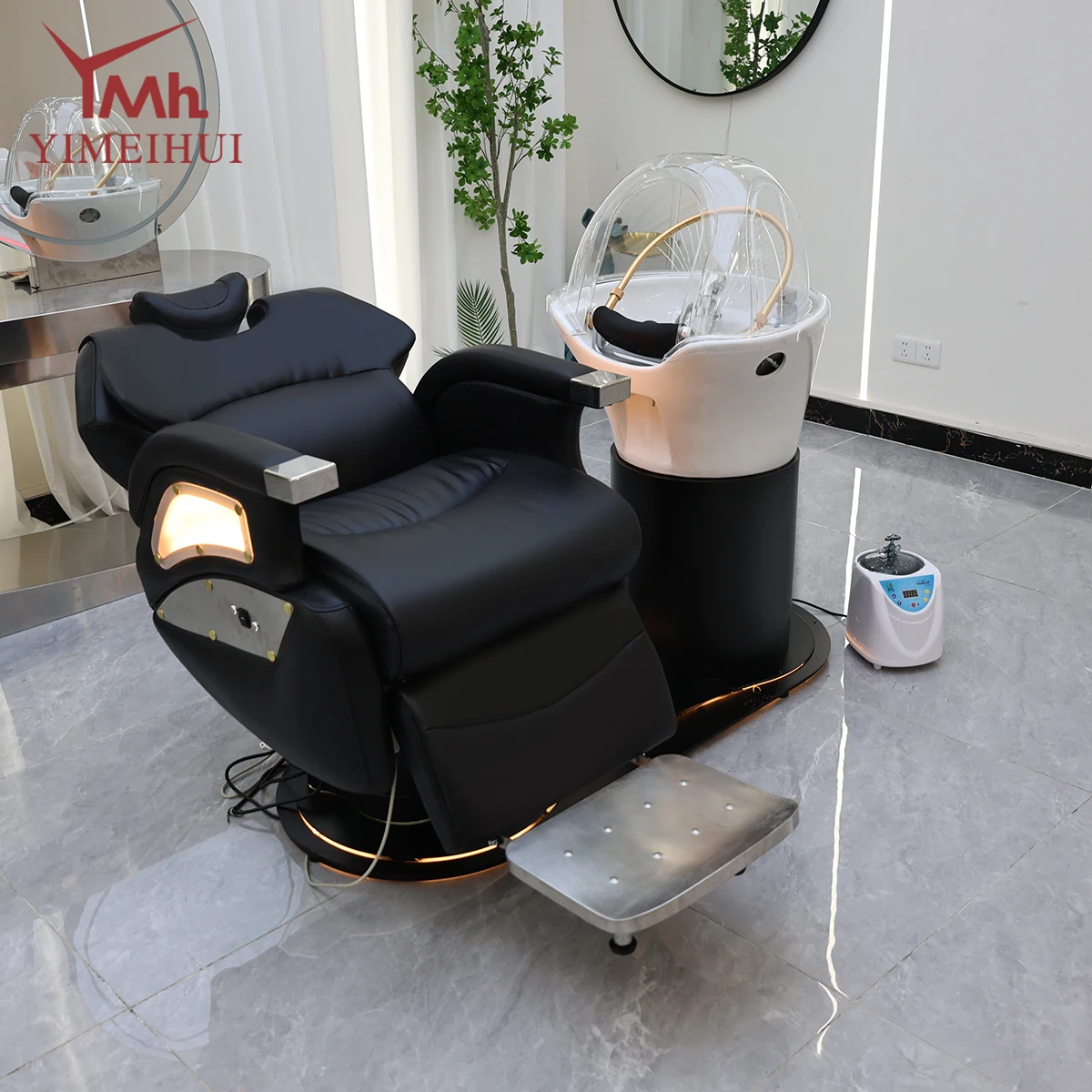Beauty Full Body Massage Electric Shampoo Chair Wash Unit With White Bowl Basin Backwash Massage Shampoo Chair