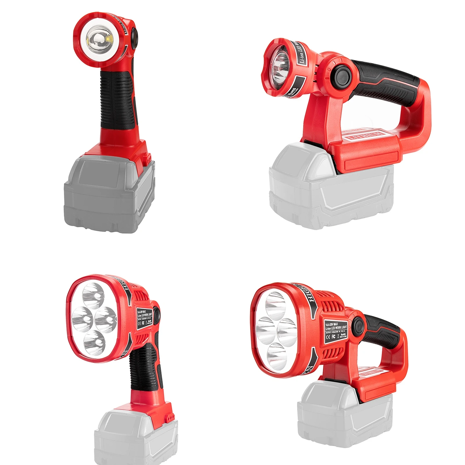 

Adjustable LED Flashlight Outdoor Pistol/Portable 3W/12W Handheld Tool Light for Milwaukee 14.4V-18V Li-ion Battery(No Battery)