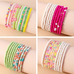 10Pcs/Set Bohemia Colorful Beads Bracelets for Women Elastic Handmade Bracelets Girl Party Holiday Jewelry Decoration