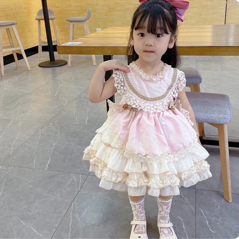 Girl Summer Lolita Wedding Party Eid Dress Toddler Princess Dresses for Kids Baby Girls Spanish Birthday Boutique Ball Gown 2024