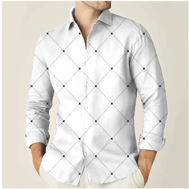 Fashion 2024 Men\'s Shirts 11 Color Shirts Geometric Print Outdoor Streetwear Long Sleeve Lapel Shirts Designer Casual XS-6XL