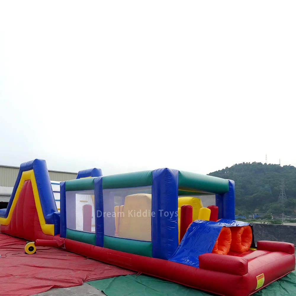 

Custom Obstacle Course for Kids 60ft Inflatable Game Outdoor Sports Activities Obstacle Children Amusement Theme Park Devices