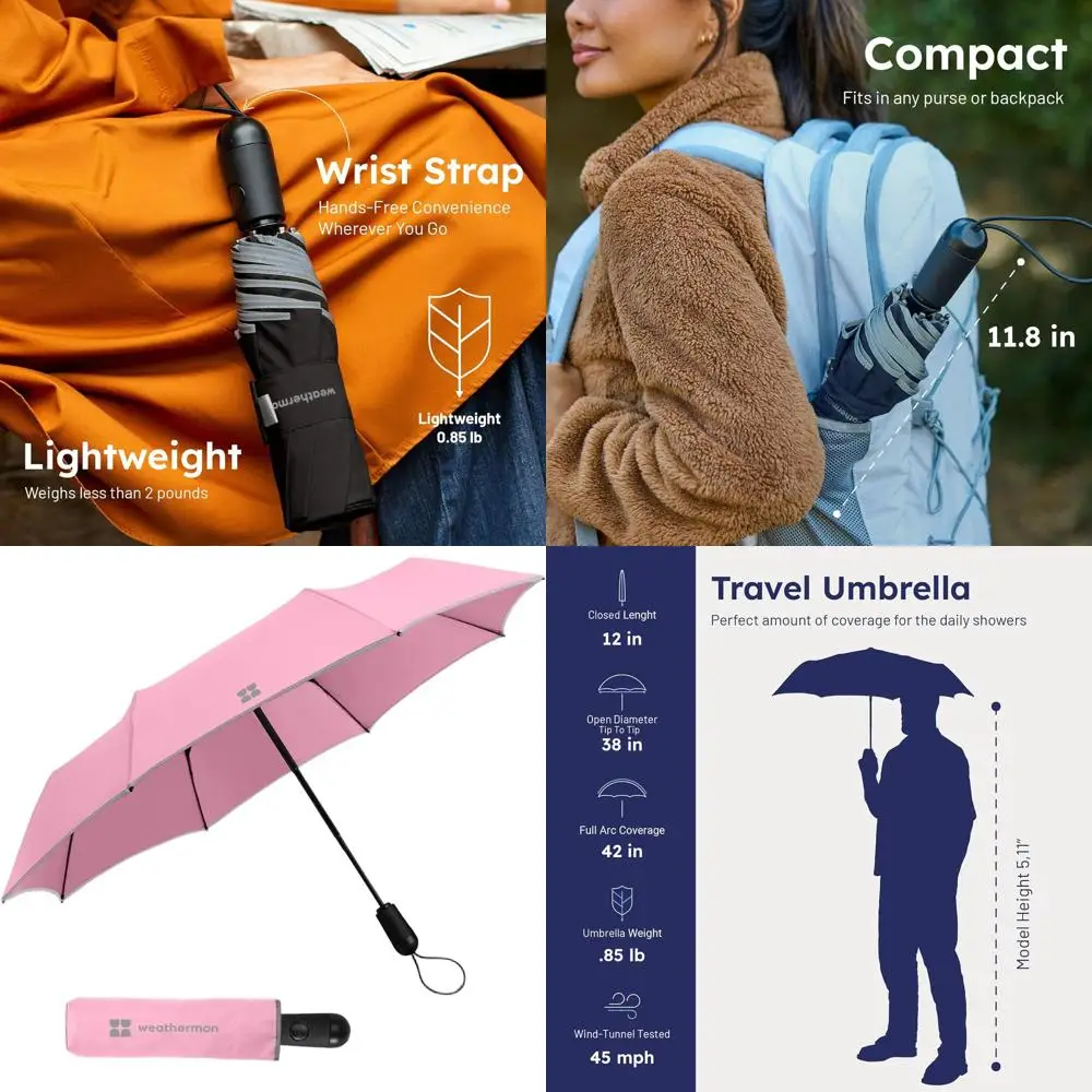 

Compact Travel Umbrella - Windproof & Portable for Rain & Wind, Fits Purse, Pocket, Backpack, Car