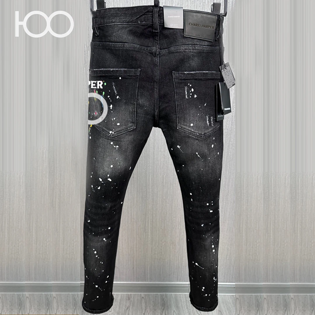 9881 Chareiharper100 جينز رجالي ربيع 2025 جديد فضفاض ومتعدد الاستخدامات غير رسمي مستقيم الساق السراويل للرجال شارع العليا