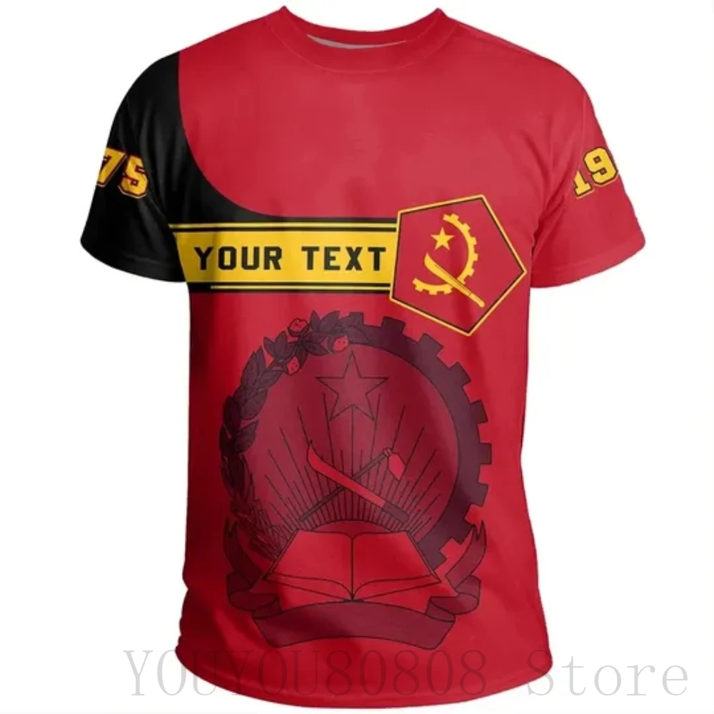 Summer new national flag Angola print round neck pullover short-sleeved casual loose fashion men\'s street T-shirt