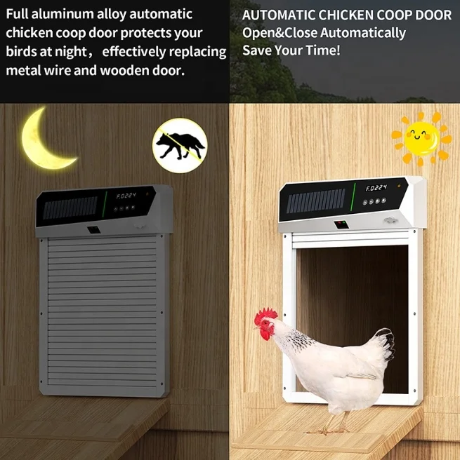 Customized Intelligent Design Rolling Door Chicken Coop Door Solar Infrared Sensor Anti-Pinch Small Animal Coop Door