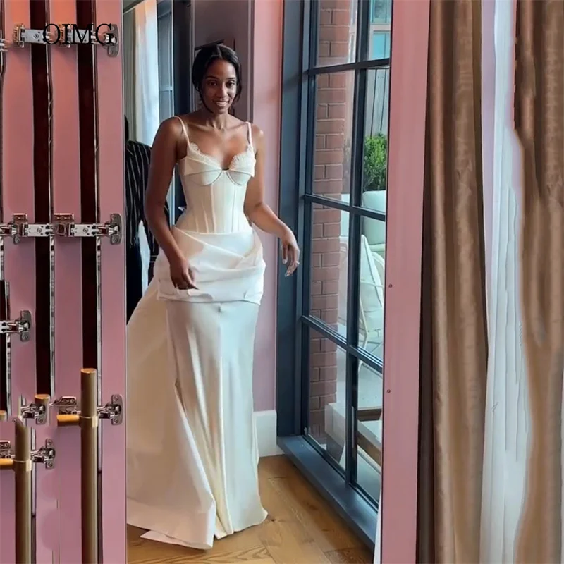 

OIMG Graceful Spaghetti Strap Mermaid Wedding Dress Lace Sweetheart Neck Bride Dresses Floor Length Wedding Gowns Customized