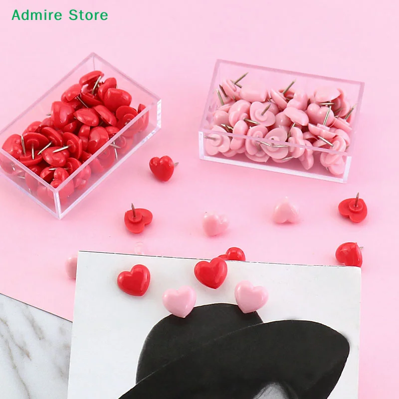 [G]Ins Love Heart Shape Push Pins Safety Colored Push Pin Cork Board Thumb Tack Wall Pins School Stationery Office