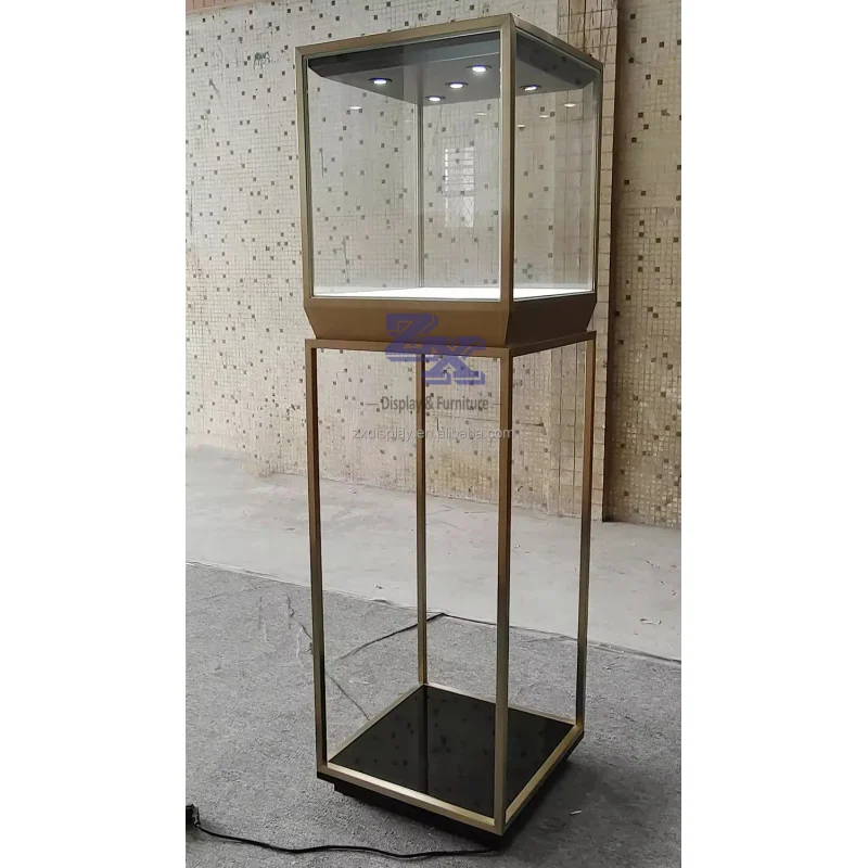 custom.High Quality Floor Jewelry Tower Glass Showcase Jewelry Display Cabinet Jewelry Shop Display