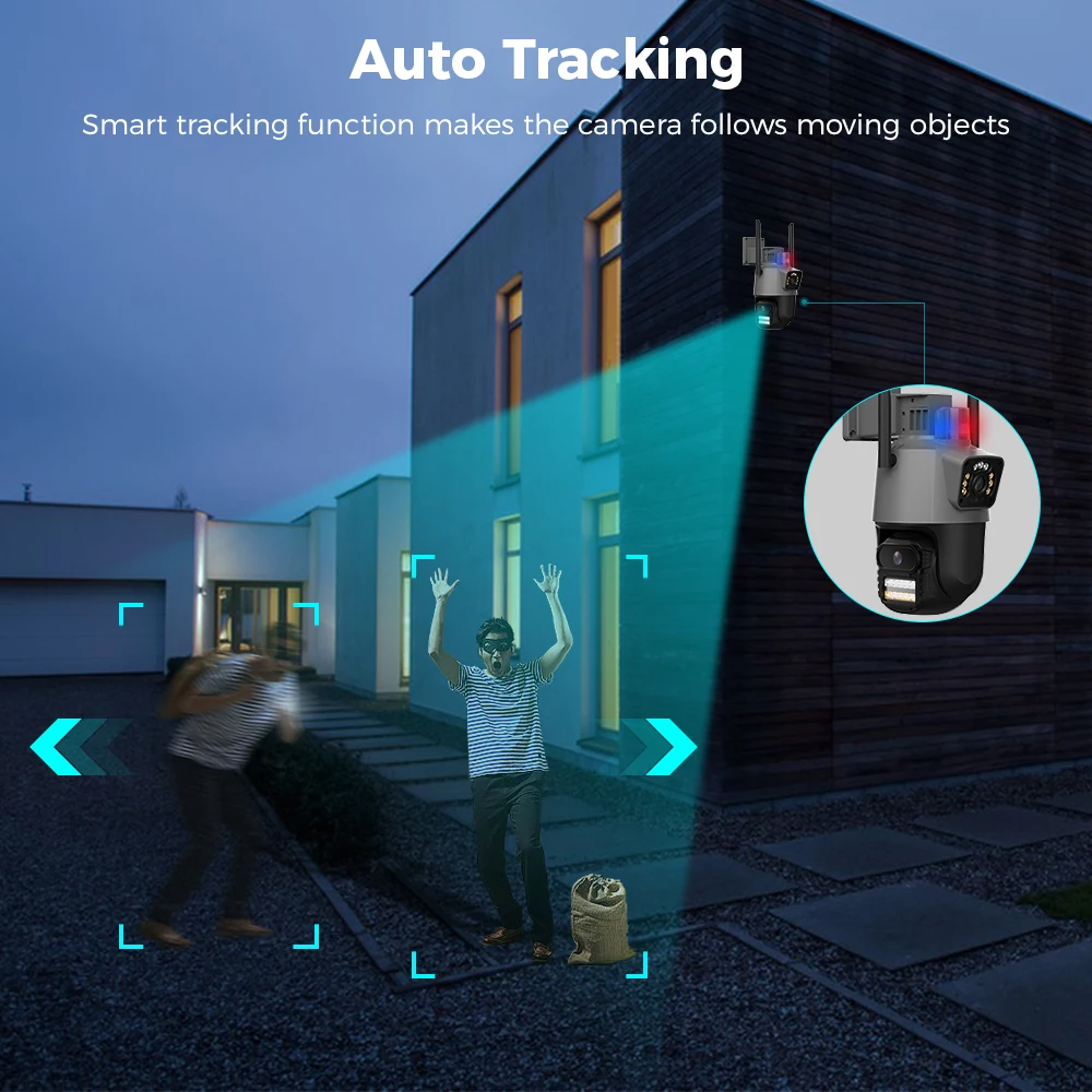 Imagem -05 - Hiseeu-câmera de Vigilância Dual Lens Rastreamento Automático ai Câmera de Vídeo Cctv Segurança Externa com Alarme de Luz Policial 8mp 4k Wifi