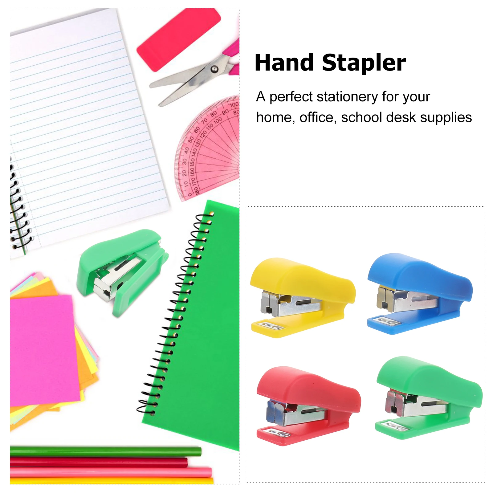 

4Pcs Cute Mini Desktop Stapler Portable Lightweight Office School Hand Stapler Compact Design for Paper Filing