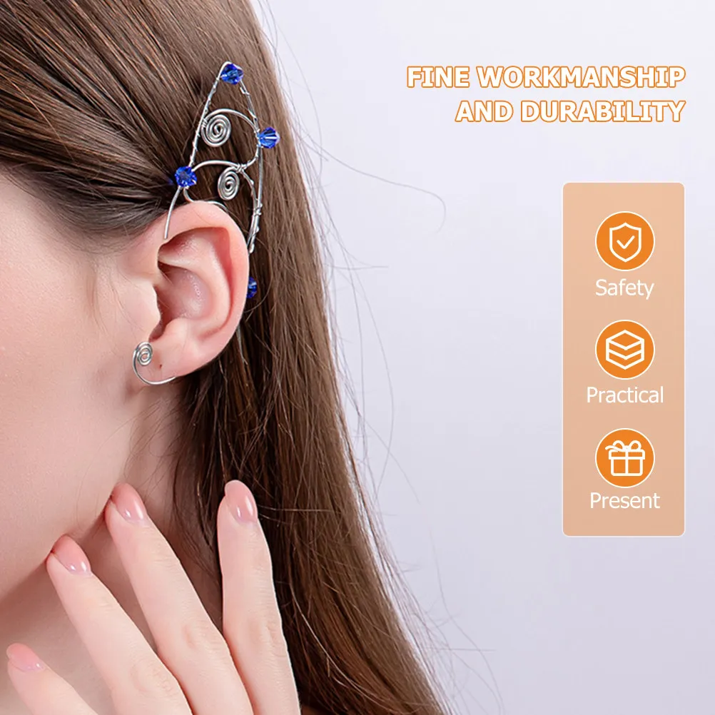 1Pair Elf Ear Cuffs Fairy Non Piercing Earrings Vintage Style for Christmas Halloween Wedding Party Costume Accessory